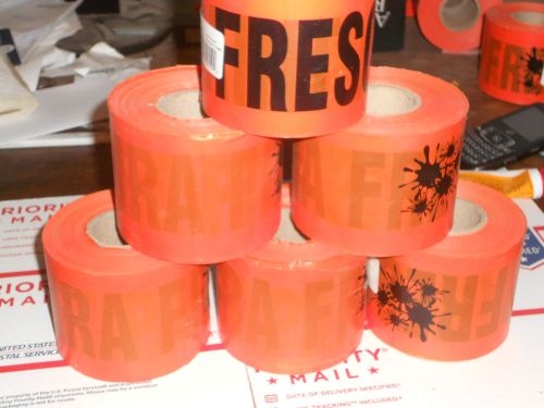 Presco Brand CAUTION WET PAINT Tape - 3&#034; x 500&#039;  - 6 rolls Orange