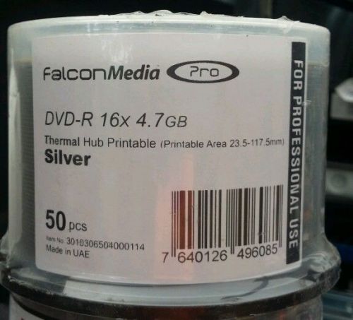 50 falcon media proffessional dvd-r 16x 4.7gb thermal hub printable discs for sale
