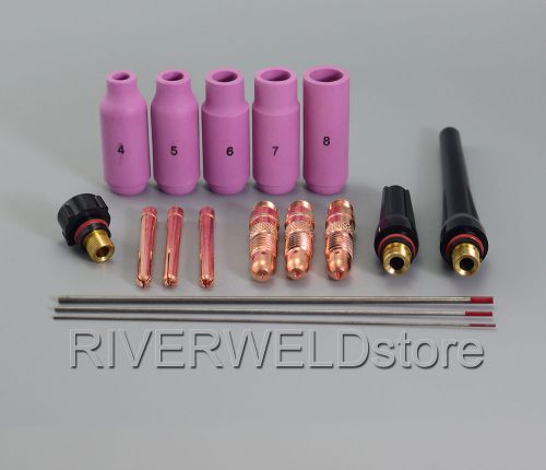 TIG Welding Torch Collets Body 2% Thoriated Tungsten fit WP-17 WP-18 WP-26 17PK