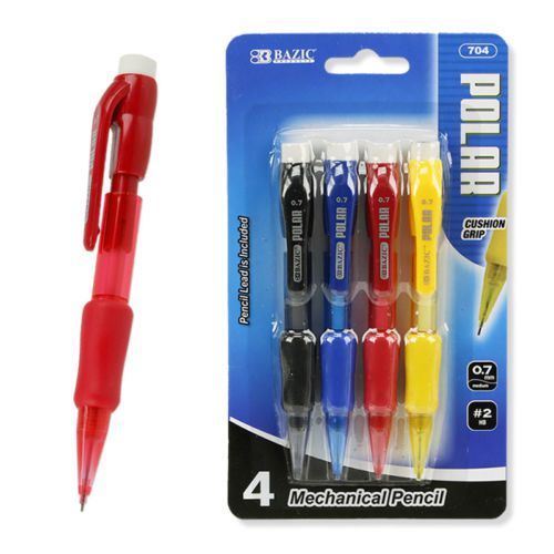 4-Pack Mini 0.7mm Mechanical Pencils Rubber Grip, Eraser