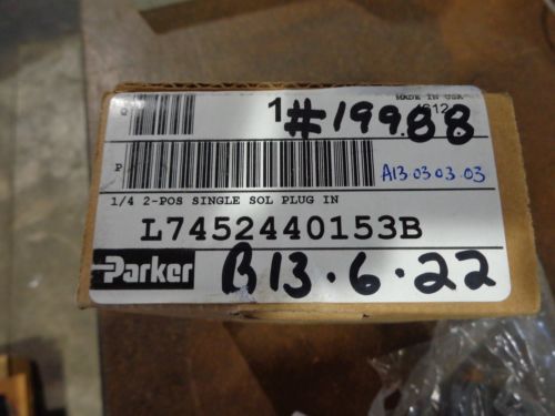 PARKER L7452440153B, 2 POSITION SOLENOID VALVE, NEW IN ORIGINAL BOX