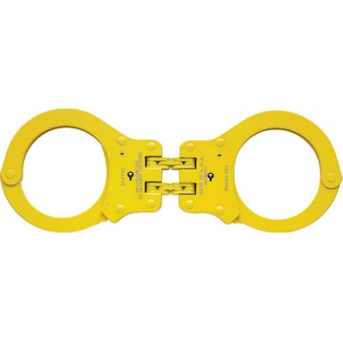 Peerless 850c color plated hinged handcuffs - yellow pr-4703y for sale