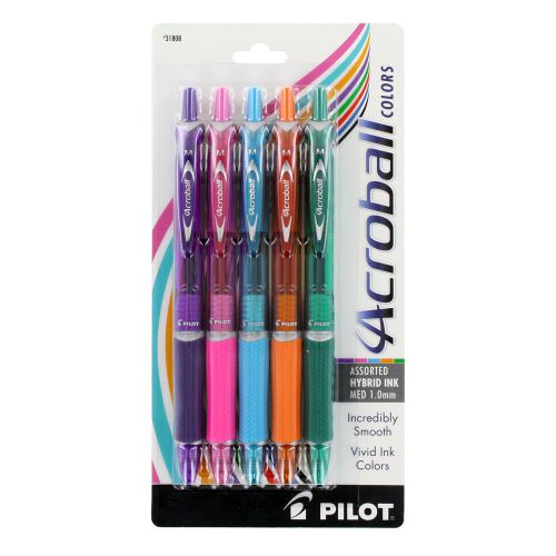 Pilot Acroball Retractable Advanced Ink Ball Pens, Medium, Assorted Pack of 5
