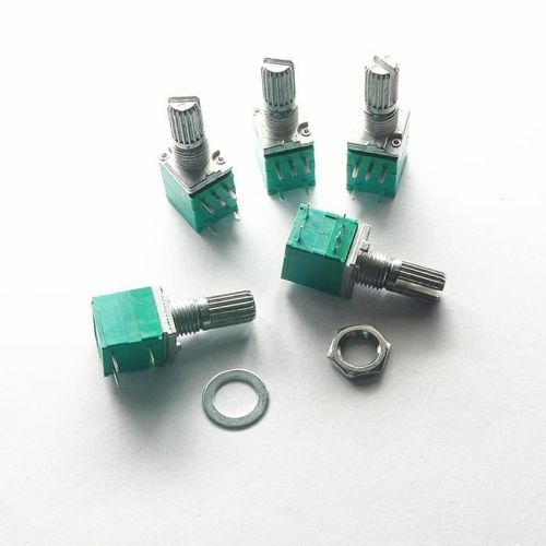 5pcs B10K Audio Amplifier Sealed Potentiometer 15mm Shaft 5-Pin with Switch