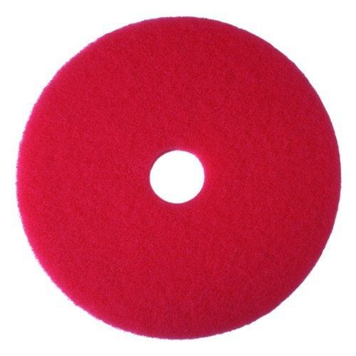 3M Red Buffer Pad 5100, 17&#034; Floor Buffer, Machine Use (Case of 5)