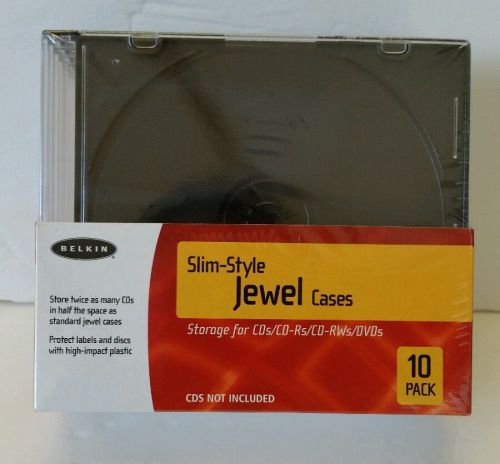 New Belkin Slim-Style Jewel Cases 10 pack for CDS/ CD-Rs/ CD-RWs/ DVDs