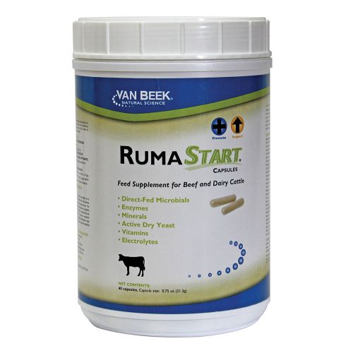 RumaStart Caps for Cattle 40 Ct. Vitamins Minerals Probiotics VanBeek