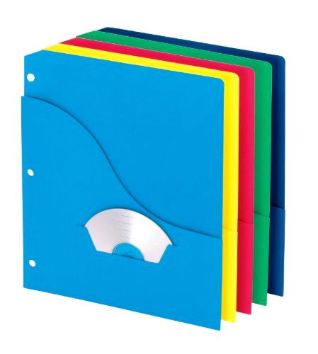 Pendaflex 32900 Slash Pocket Project Folders, Jacket, Letter, Five Colors, 10/Pa