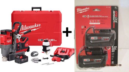 Milwaukee fuel m18 1-1/2 lineman mag drill kit 2788-22 + (2) free 5.0ah battery for sale