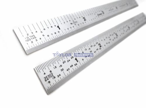Shinwa 12&#034; 5r flexible no glare ss  machinist ruler/rule 1/64, 1/32, 1/10, 1/100 for sale