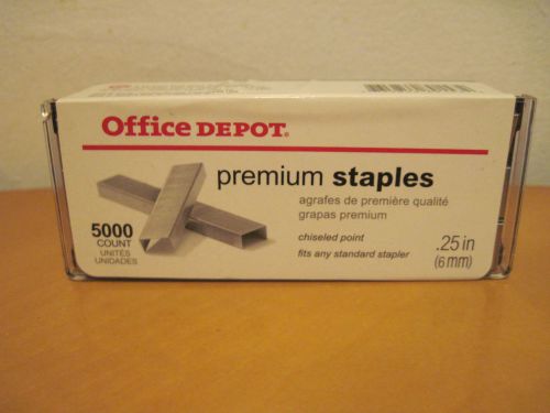 Office Depot Premium Staples (.25 in) Box of 5,000 – NEW!