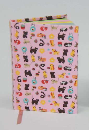 Handmade notebook cover by fabric, 80g. color paper 256 pages, 15*11 cm. (Pink)
