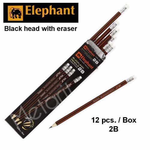 Box 12 ELEPHANT Pencils 2B Hard Lead With Eraser  Bleistift Crayons Graphite