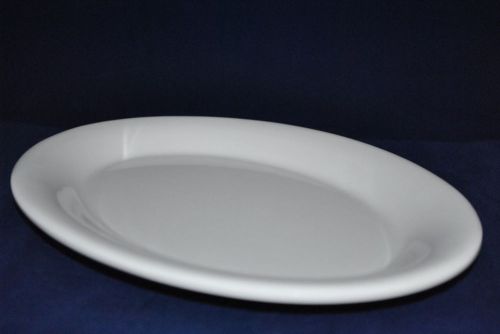 1 Dz New Heavy Melamine Oval Plate 9-1/2&#034;X7&#034; Wide Rim White  12PC  Free Shipping