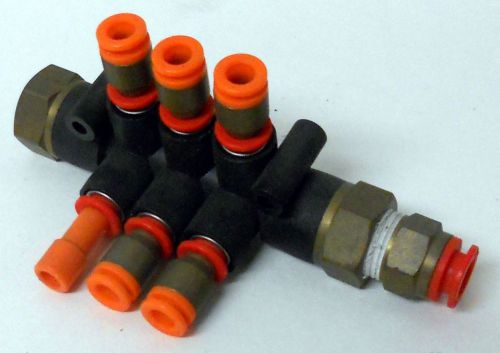 Smc quick disconnect tube manifold with six 5/16&#034; and one 3/8&#034; ports fitting for sale