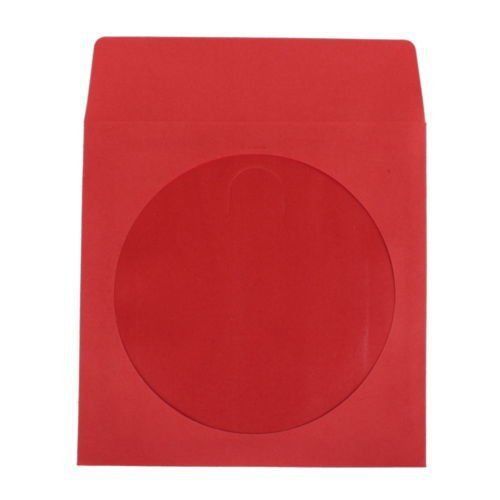 Generic CDSLV-100-RD Premium Thick Red  CD/DVD Sleeves Envelope with Window Cut