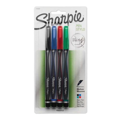 Sharpie Pen Medium Point Pen 4 Colored Ink Pens (1764002) Basic Colors 4-Pack