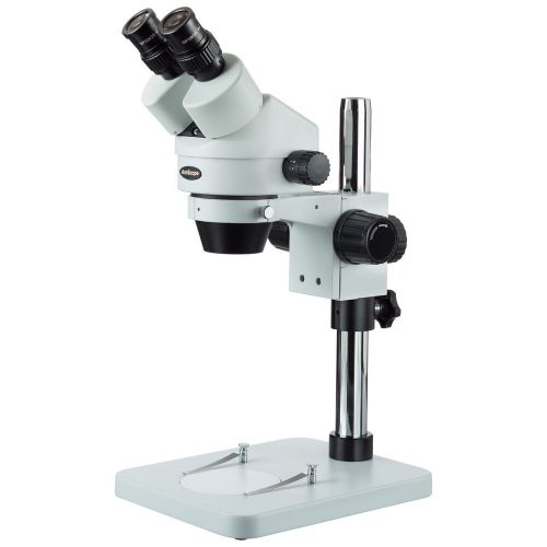 AmScope SMZK-1BS 7X-45X Zoom Binocular Stereo Microscope with Table Pillar Stand