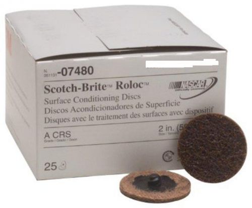 3m roloc new box of 25 2&#034; course brown sanding surface conditioning disc pads for sale