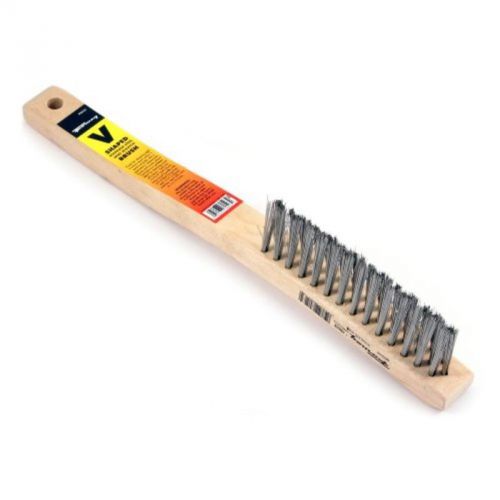 Wire Scratch Brush, V-Groove, Stainless Steel With Wood Handle, 13-3/4&#034;-By-.014&#034;