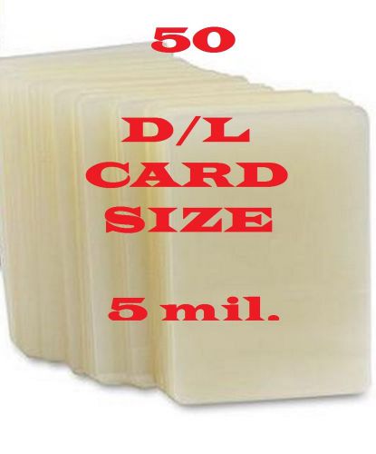 50 Card Size Laminating Pouches/Sheets 2-3/8 x 3-5/8,  5 Mil