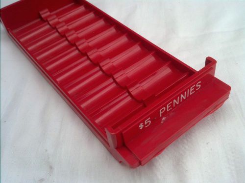Penny Counting Tray Color-Keyed Plastic Storage $5 Pennies Red