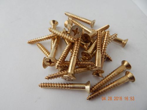 Brass flat head phillips wood screw. 14 x 2&#034;.  27 pcs. new for sale