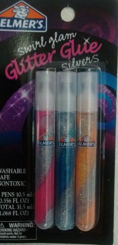 Swirl Glam glitter glue Silver&#039;s 3 pens by Elmer&#039;s