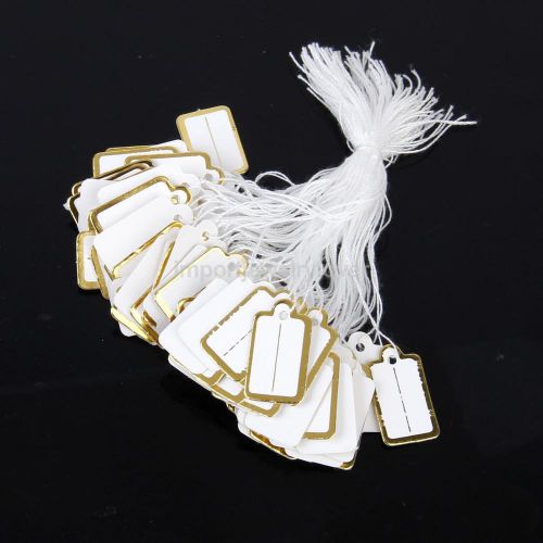 500 Gold White Strung String Tags Swing Price Tickets Jewelry Tie On Labels