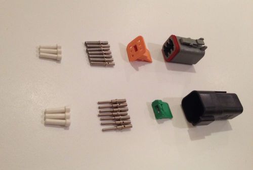 Deutsch DT06 - 6S and DT04 - 6P 6 Pin Connector kit &amp; 16-20 GA Nickel Contacts.