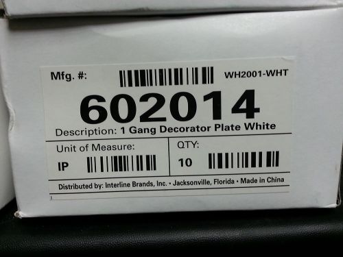 Preferred Industries - Box of 10 - White- 1 Gang Decora/GFCI Plates (602014) NEW