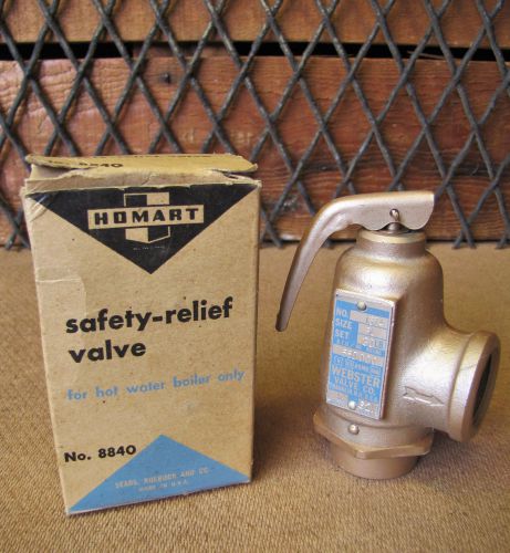 3/4&#034; Homart Safety Relief Valve No. 8840 For Hot Water Boiler 500,000 BTU/Hr