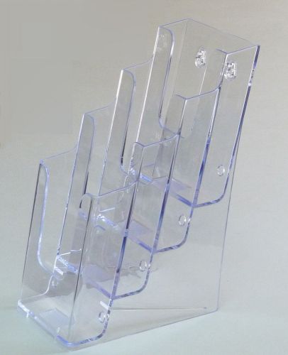 4 Tier Leaflet Holder Tri-fold Literature Holder Clear Acrylic Wall Mountable 14