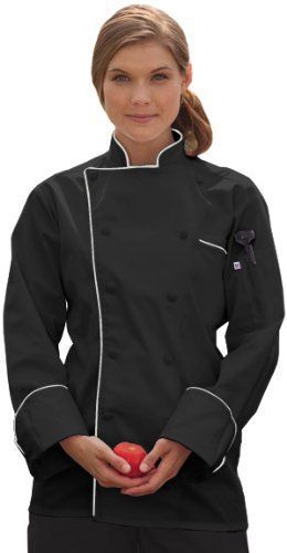 Uncommon Threads Adult Unisex Murano Chef Coat XXXXX-Large Black With White