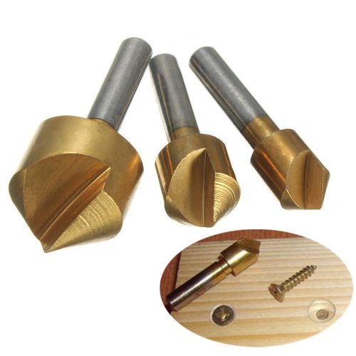 3pcs 90° countersink 3/8&#039;&#039; 1/2&#039;&#039; 3/4&#039;&#039; deburring hand tool electric drill bits for sale