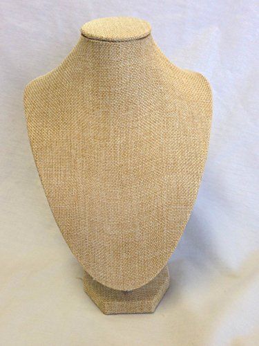 Burlap Necklace Bust Jewelry Display Stand 10&#034; High