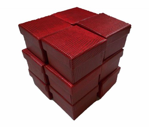 Lizard Textured Dark Red Jewelry Ring Boxes 2&#034; x 2&#034;  Lot of 12