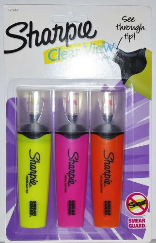 Sharpie Clear View Highlighter, Chisel Tip, 3-Pack, Assorted Colors, New