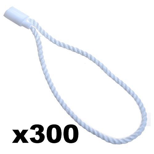 Bcp 300-pieces 7&#034; white hang tag nylon rope string snap lock pin loop tie for sale