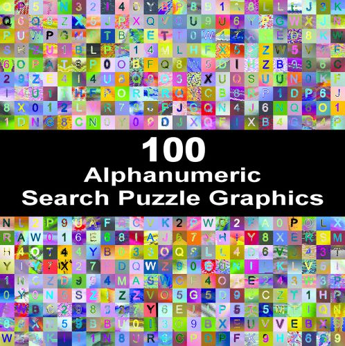 100 Alphanumeric Search Puzzle Graphics v2 for Print, Video &amp; Game Creation
