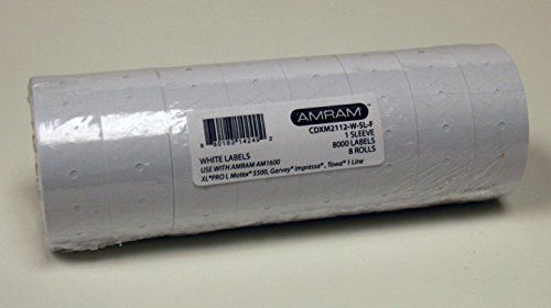 Amram 1 Line 21x12 White Stock Pricing/Marking Labels, 1 Sleeve of 8 Rolls/8,000
