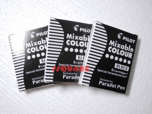 3 Boxes (18 Ink Cartridges) Pilot Special Formulated Ink For Parallel Pen, Black