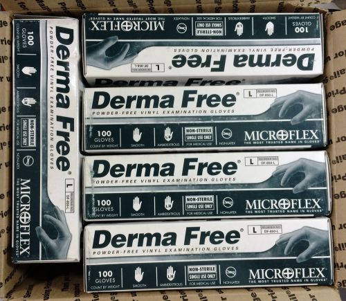 DermaFree Vinyl Powder free Exam Gloves DF-850-L Size Large 5 Boxes of 100
