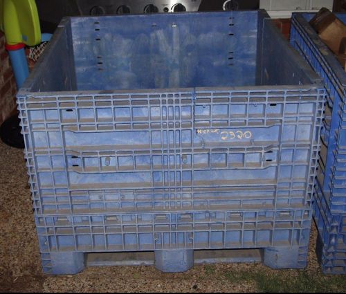 BUCKHORN Bulk Container / Pallet- Collapsible, 48 In L, 44 In W, Blue, Used
