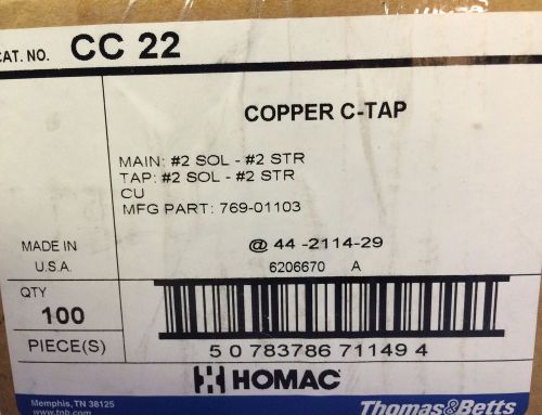 Homac/TNB CC22 Copper C-crimp Connectors, Lot of 25, free shipping!