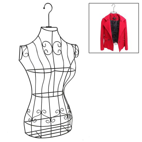 Black Metal Wire Frame Freestanding Display Stand / Hanging Dress Form Manneq...
