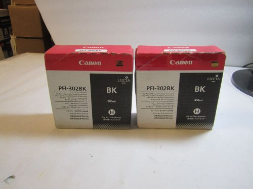 LOT 2 Canon 2216B001AA PFI-302Bk Black Ink Cartridge  IPF8100 IPF8110 IPF9100