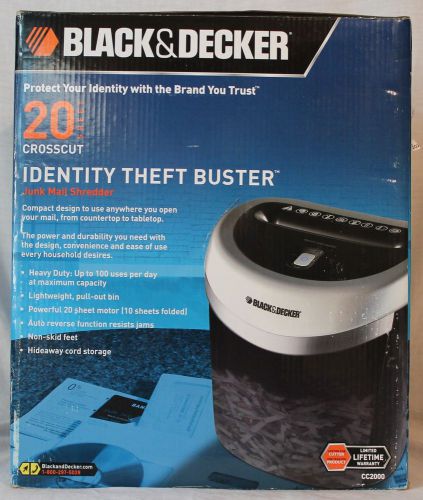Black &amp; Decker 20 Sheet Crosscut Shredder Identity Theft Buster CC2000