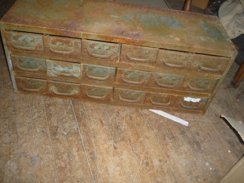 vintage industrial 18 drawer cabinet  34&#034; x 14&#034; tall x12&#034; deep