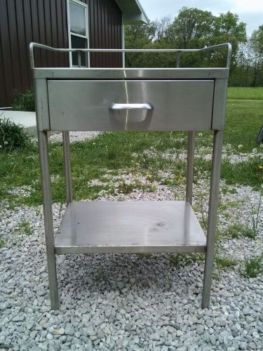 Stainless Steel Table One Drawer Two Shelf Surgical Surgery OR Supply Cabinet